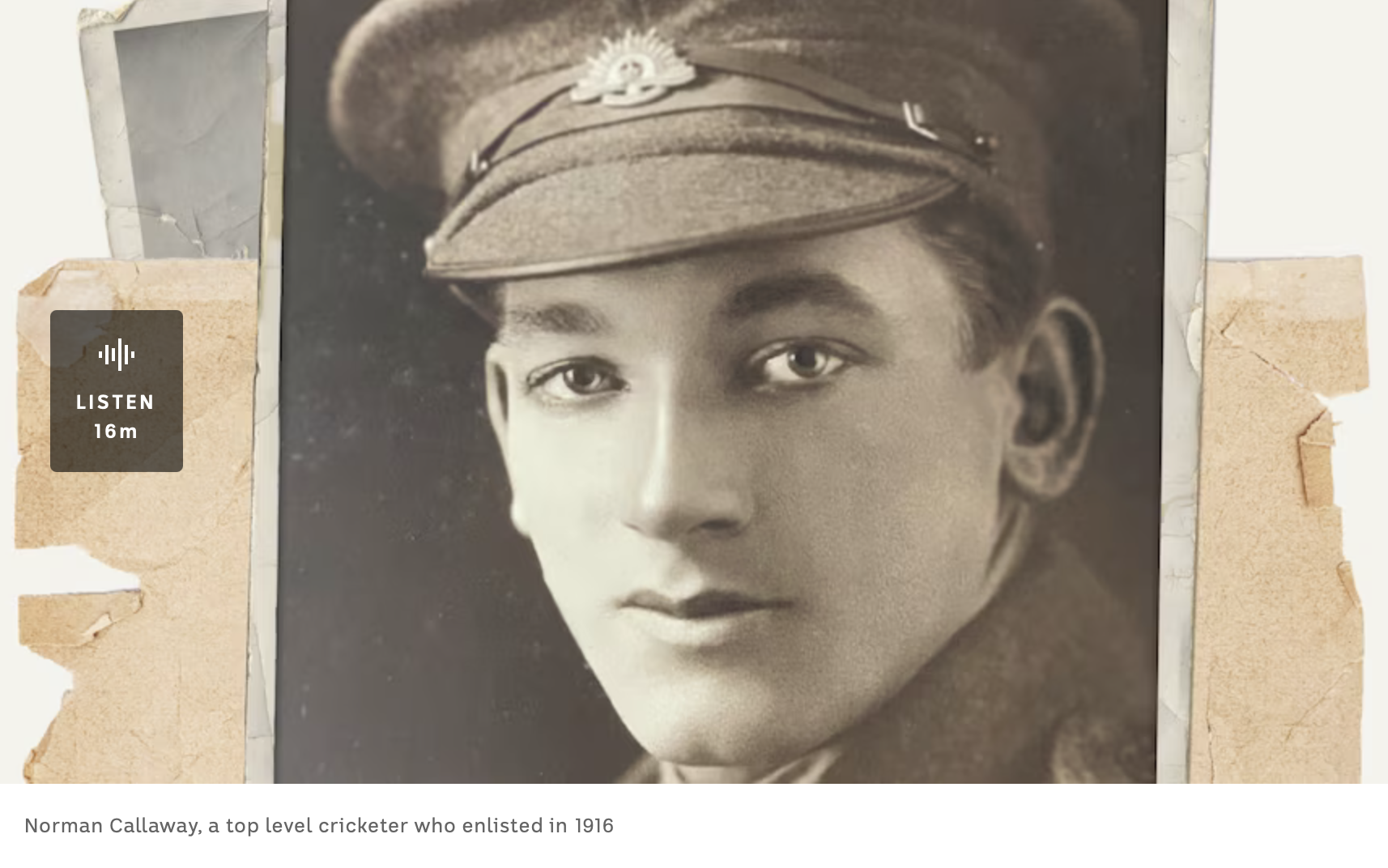 Image of Norman Callaway, a top level cricketer who enlisted in 1916 from the front cover of Ross McMullin's book "Life So Full of Promise"